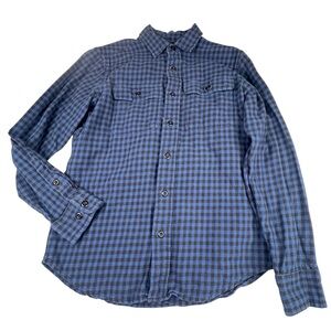 !!! Sold !! Flannel Shirt Men's Size XS Cotton Blue Black Gorpcore Long Sleeve